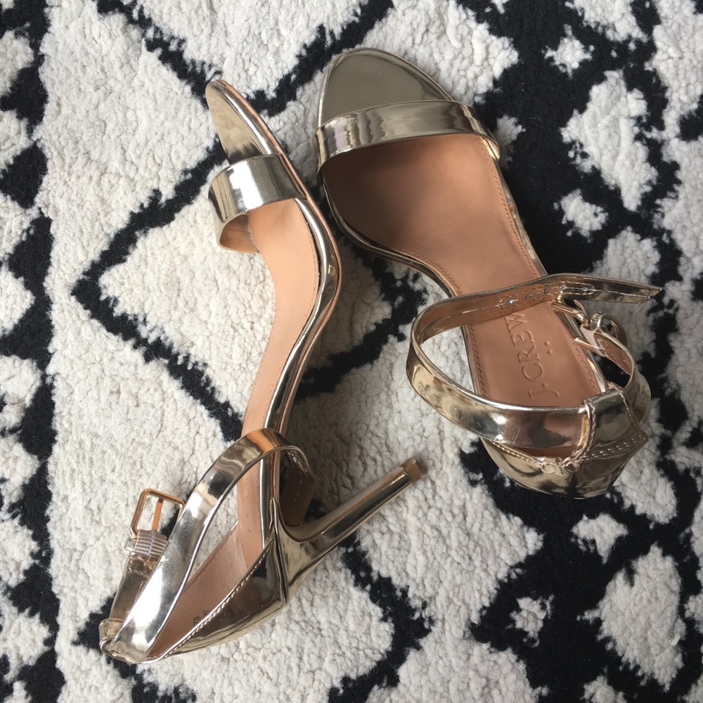 J.Crew Gold High Heeled Sandals, sz 5.5