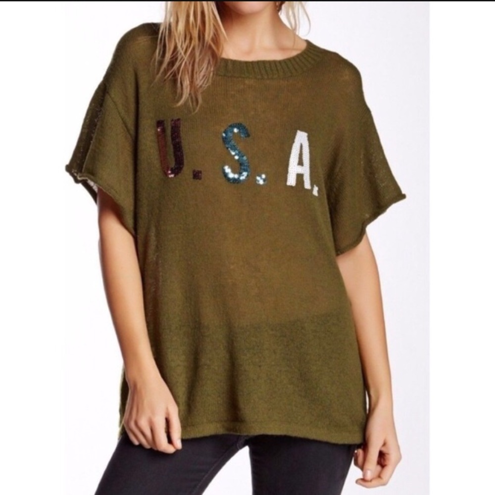 NWT Green Wildfox USA Sweater