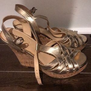 Gold Wedge Espadrilles