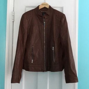 Express large leather brown Moto Jacket