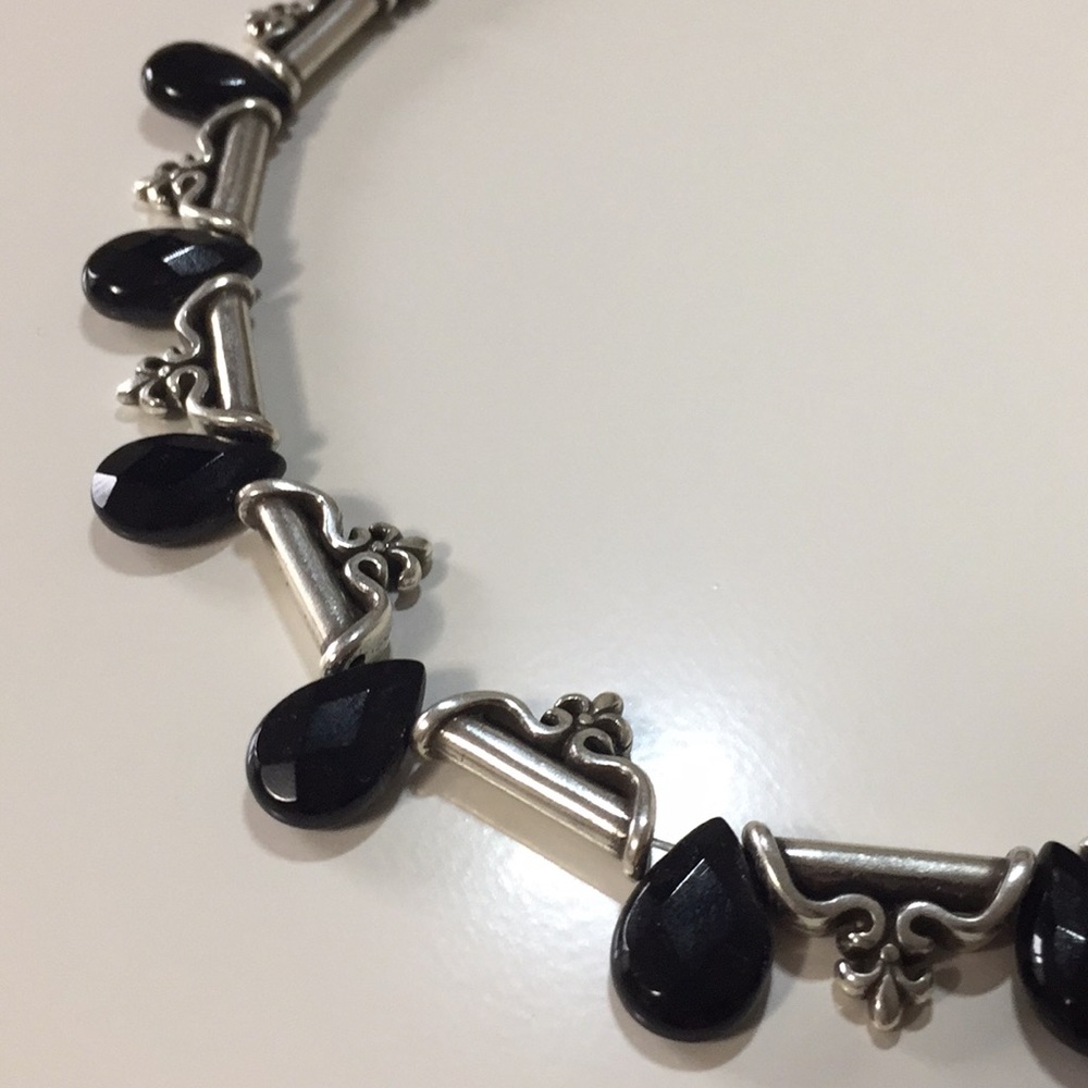 Brighton necklace silver and black 16”