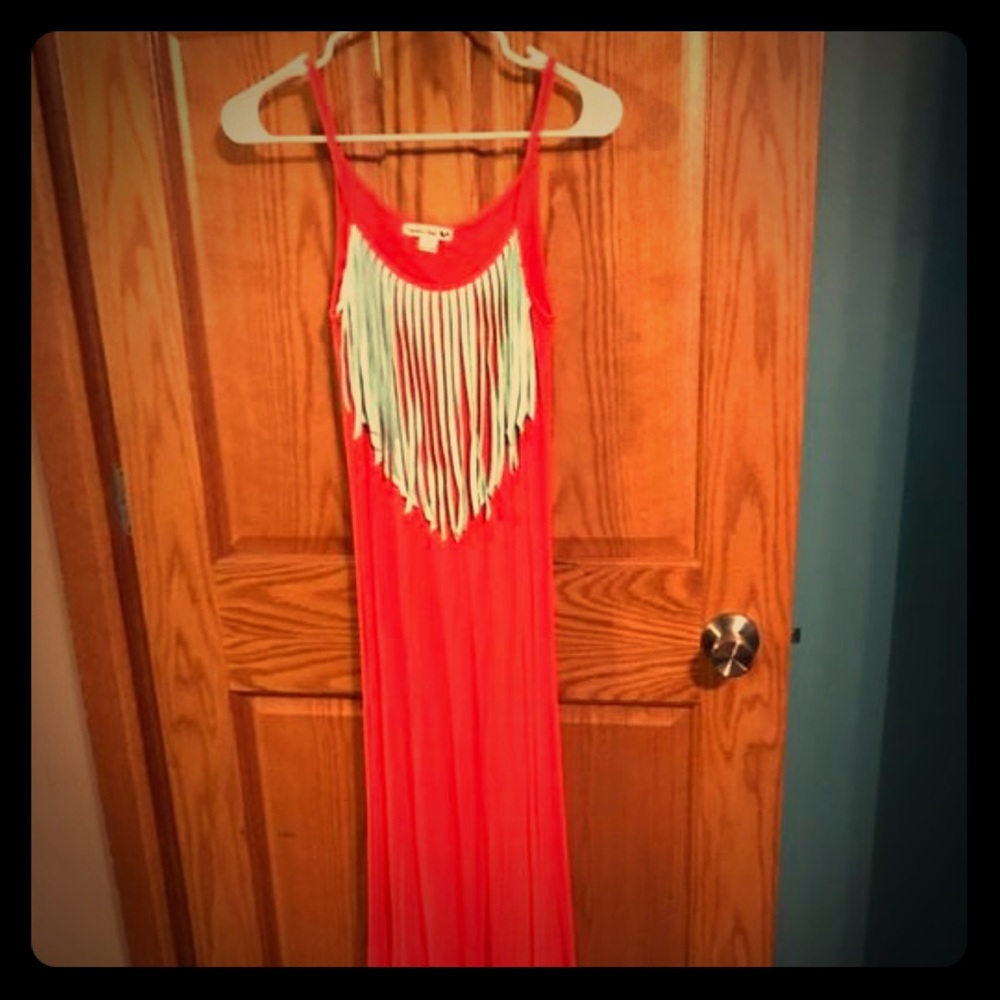 Pink and mint green maxi dress