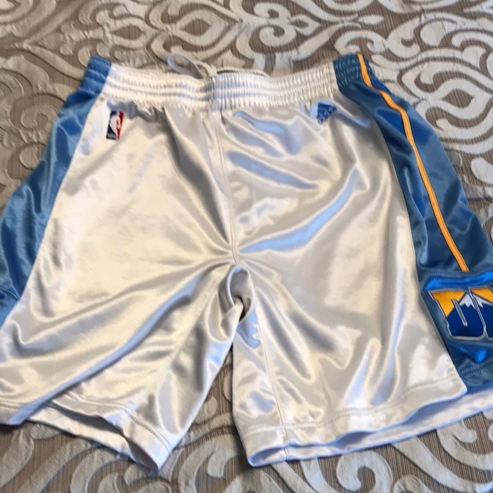 Adidas Denver Nuggets mesh shorts.