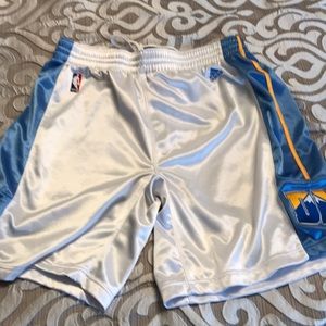 Adidas Denver Nuggets mesh shorts.
