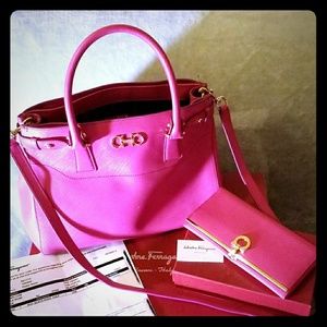 Salvatore Ferragamo satchel handbag and wallet