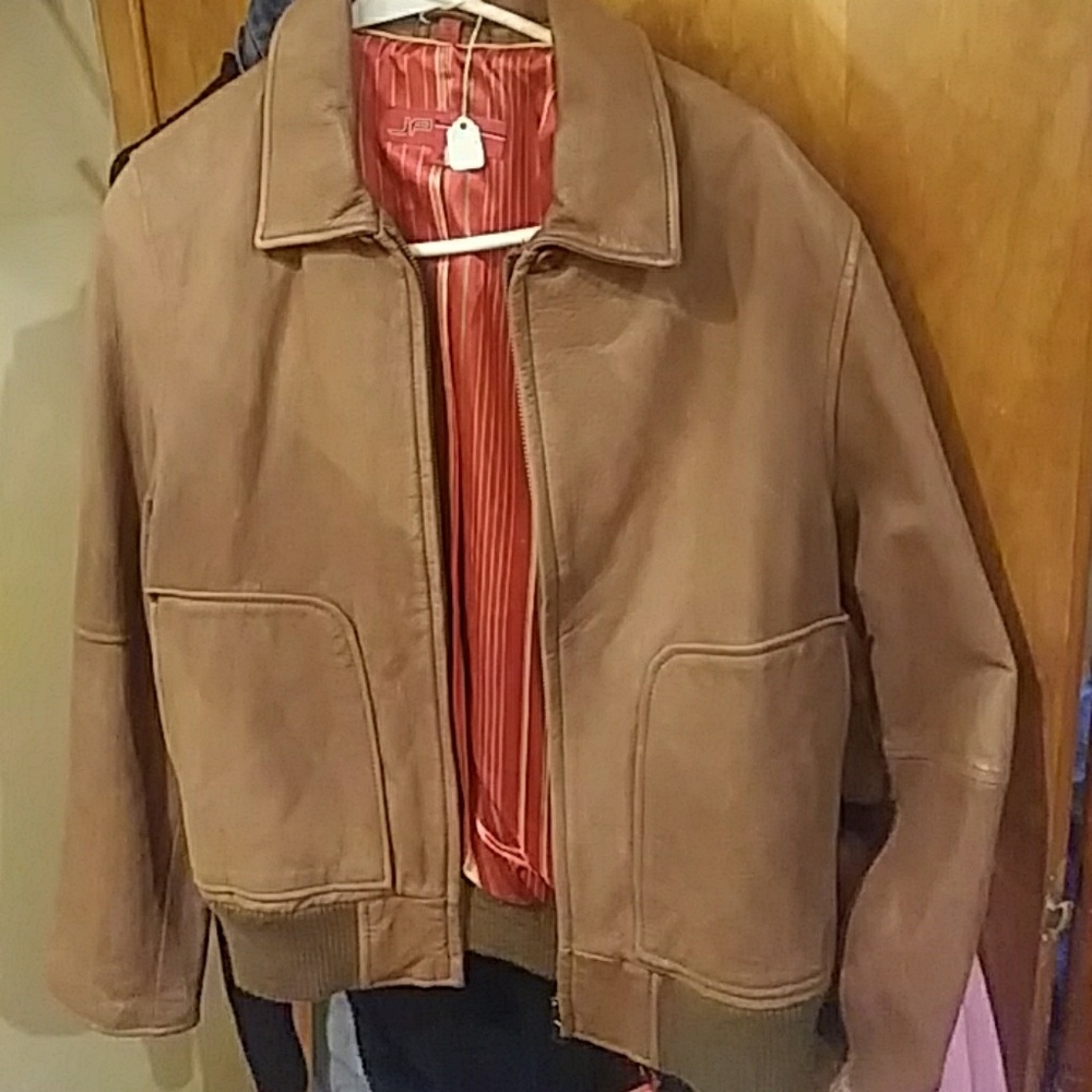 Vintage Brown Leather Bomber coat