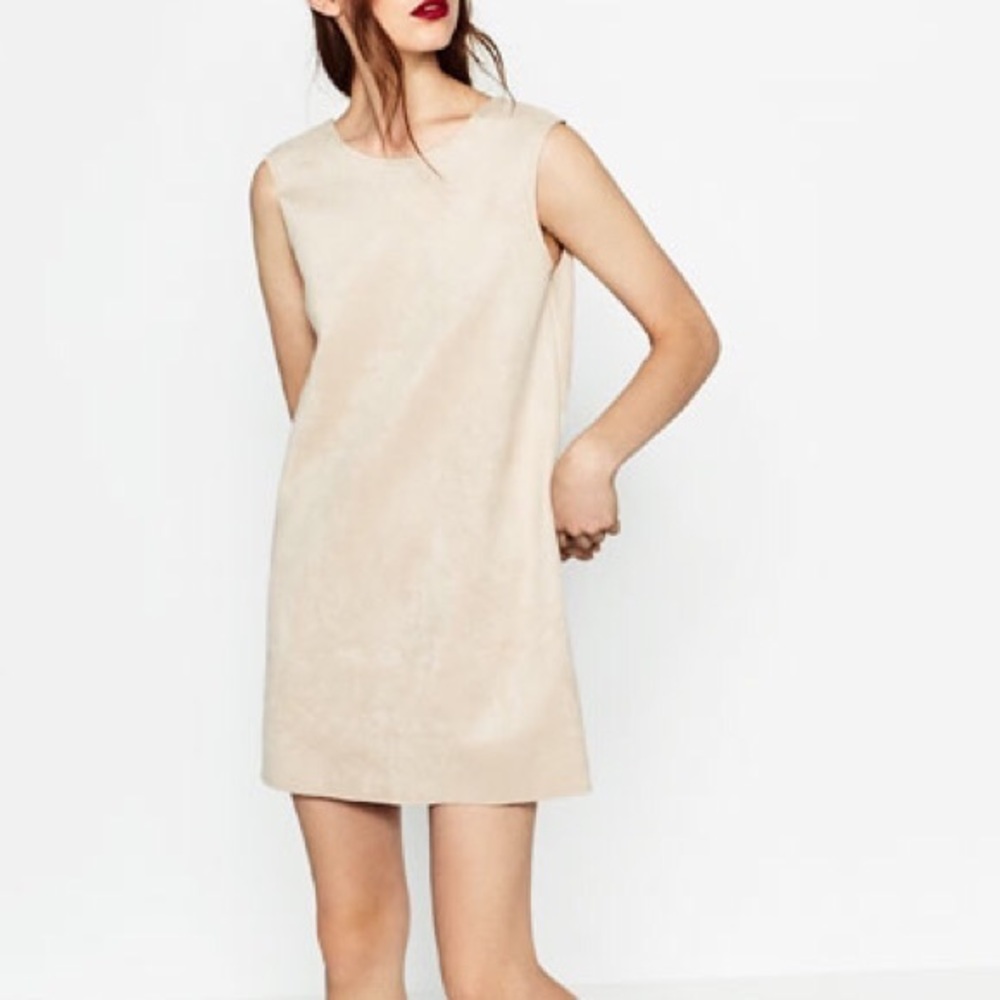 Zara Nude Suede Sheath Dress