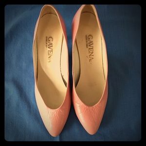 Pink leather pumps