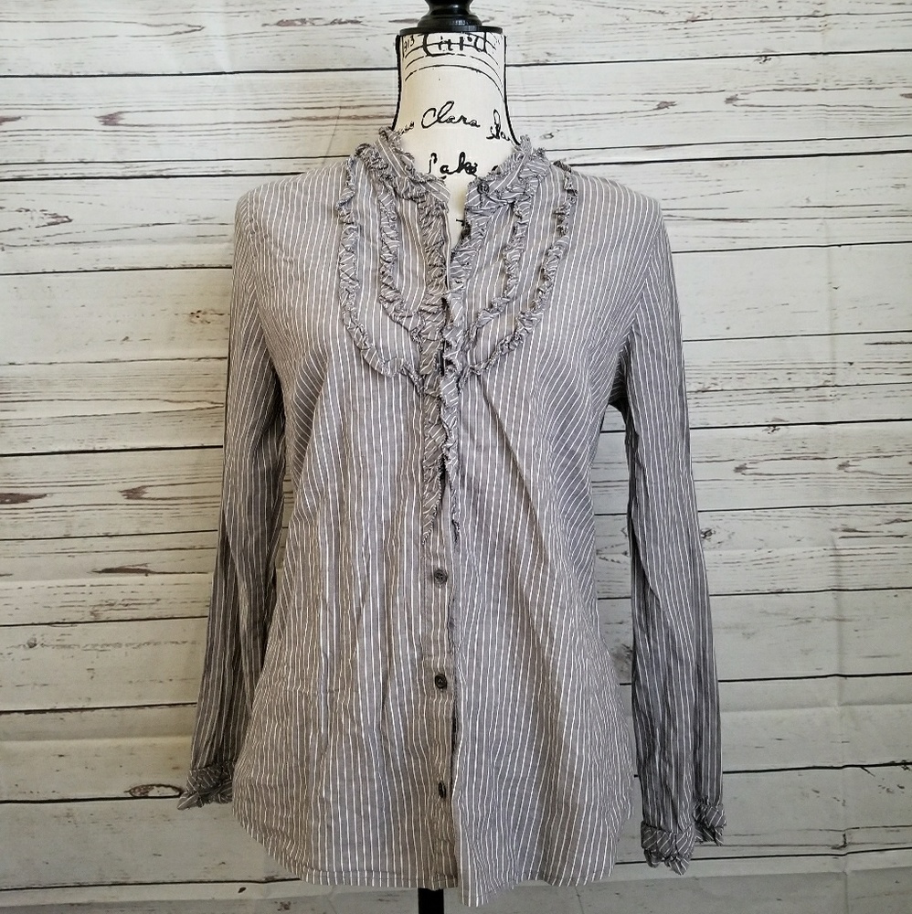 🎈Sale🎈Jcrew gray ruffle button up top (JJ13)