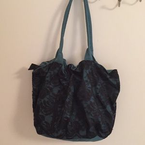 Earth Divas Fair Trade Teal With Black Lace Purse