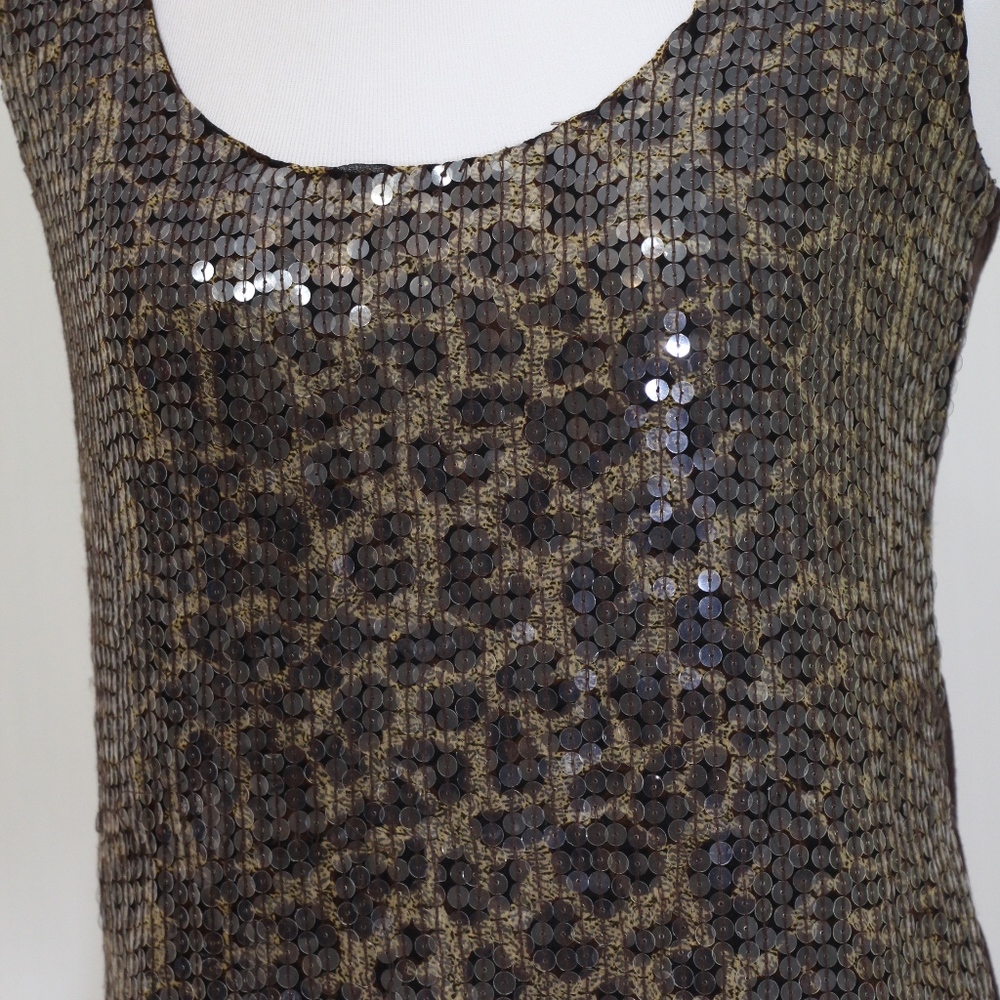 NWOT Animal Print Clear Sequin Overlay Racerback