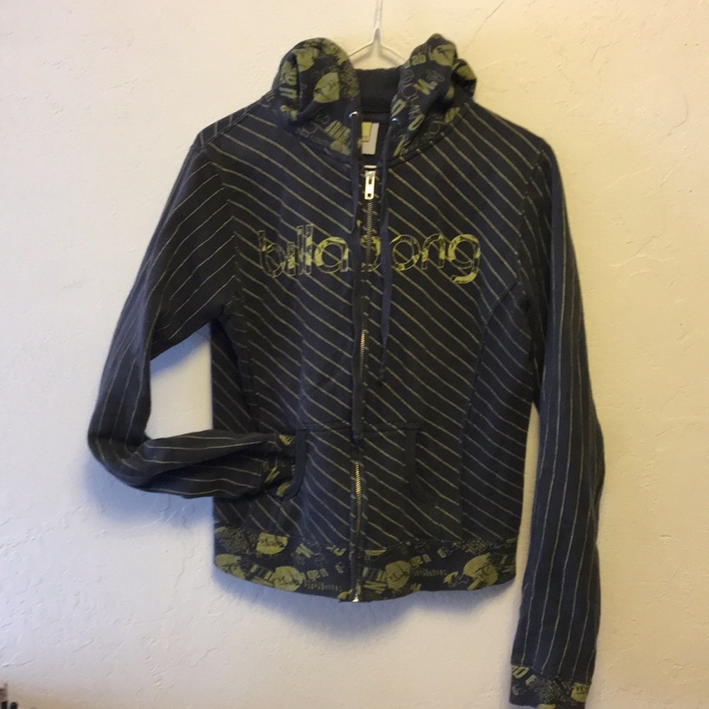 Billabong hoody with yellow stripes.