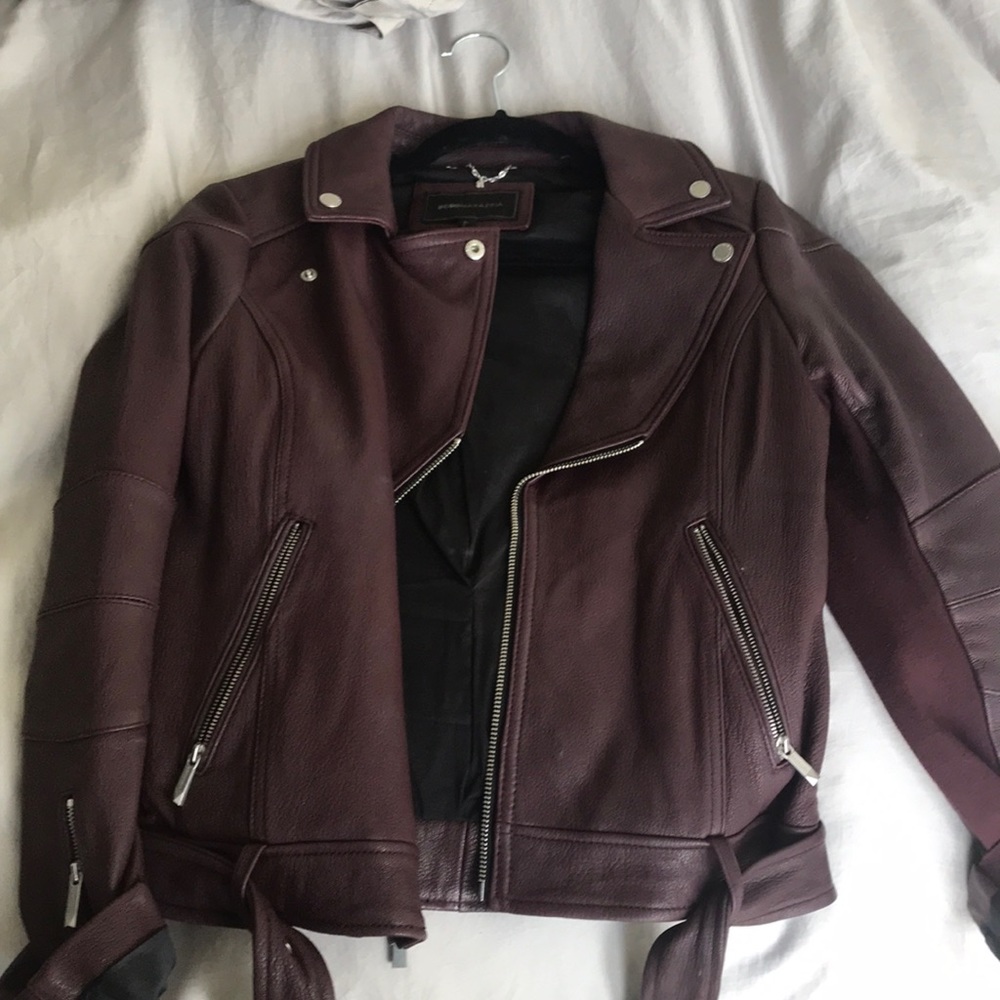 BCBG burgundy leather jacket NEW