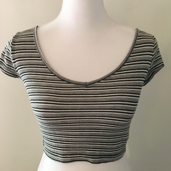 Urban Outfitters Tops - Black and White Striped Crop Top