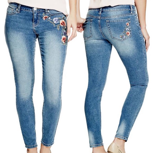 guess embroidered jeans
