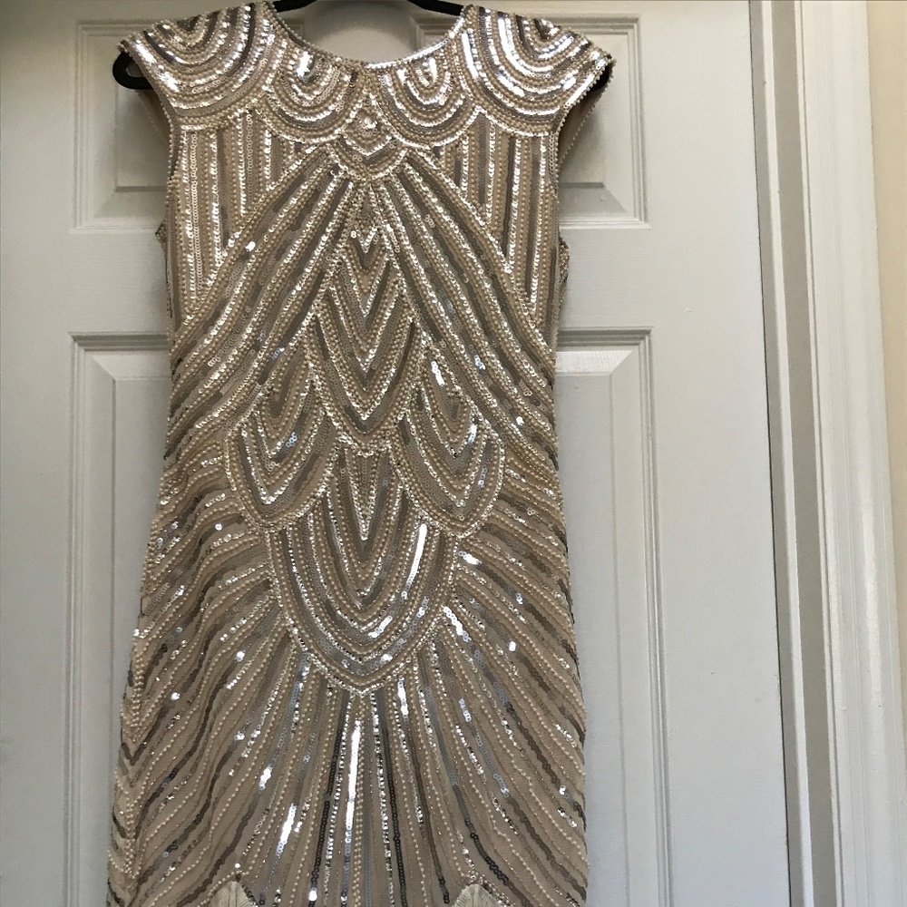 Cream and Gold Festive Dress - Picture 1 of 6