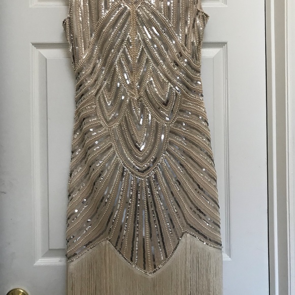 Cream and Gold Festive Dress - Picture 2 of 6