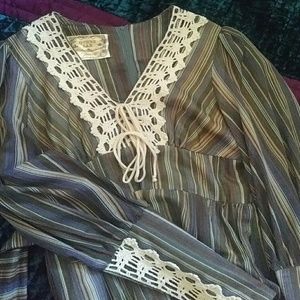 Gunne Sax Sz 11 Long Sleeve Gown