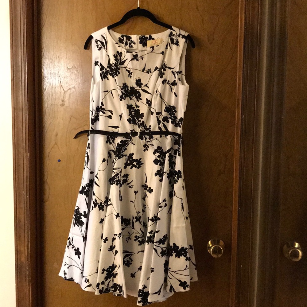 Floral Black and White Dress