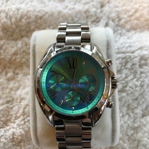 Michael Kors silver watch with acqua face