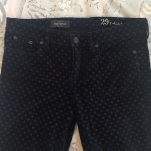 Size 29 J Crew Toothpick Jeans in Velvet