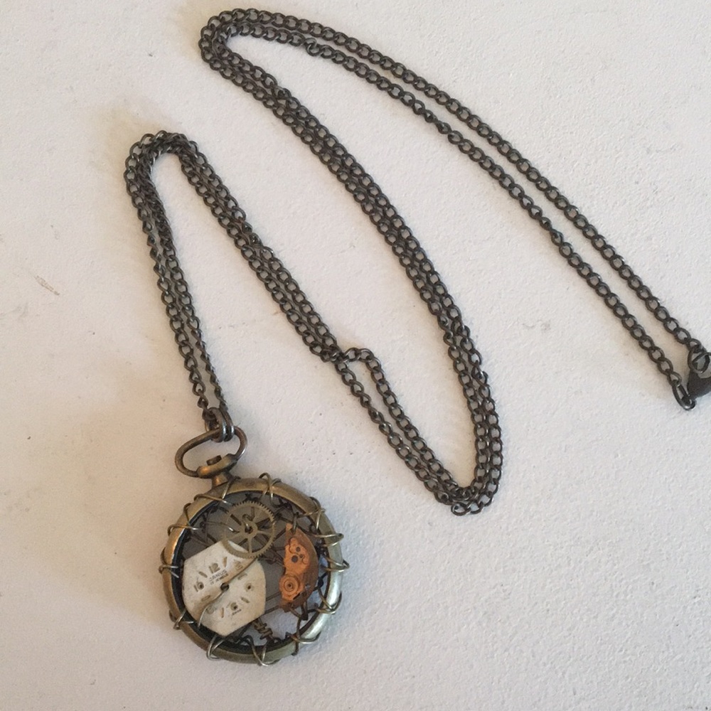 Long deconstructed watch necklace