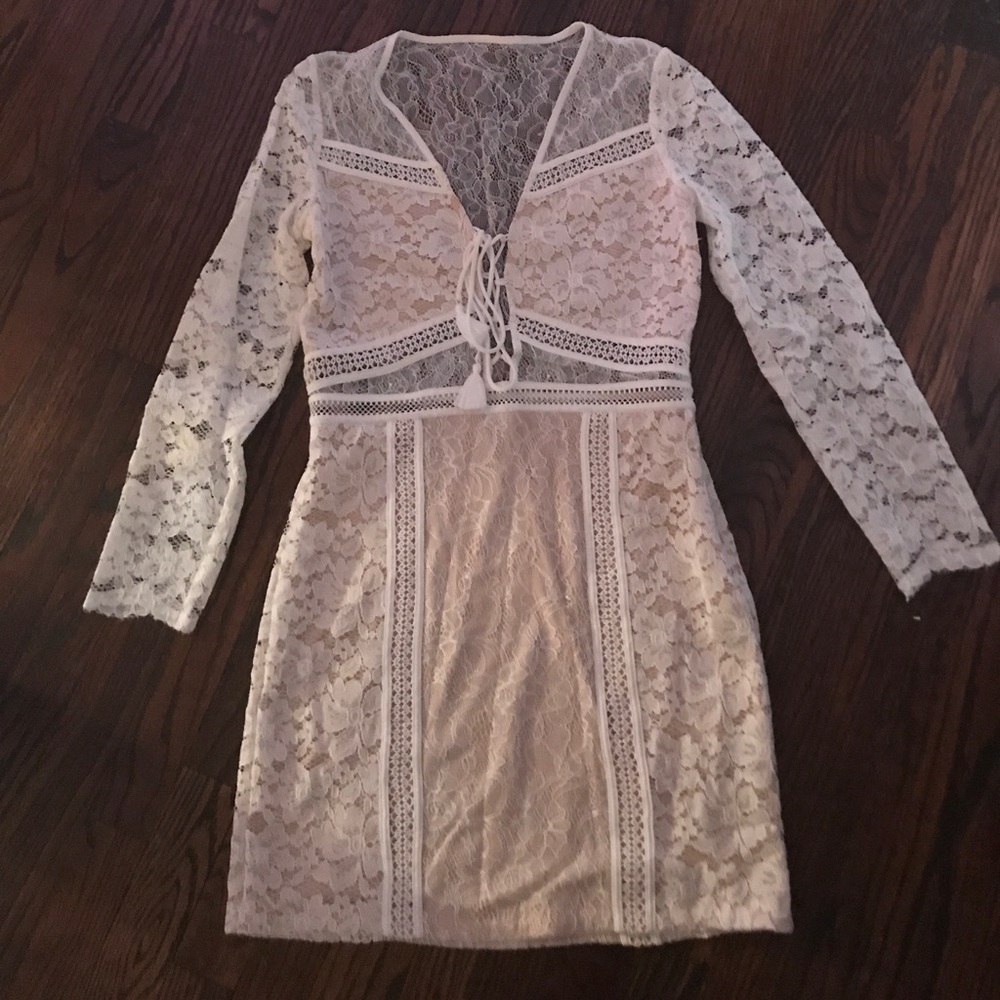Express lace dress with nude underlying!