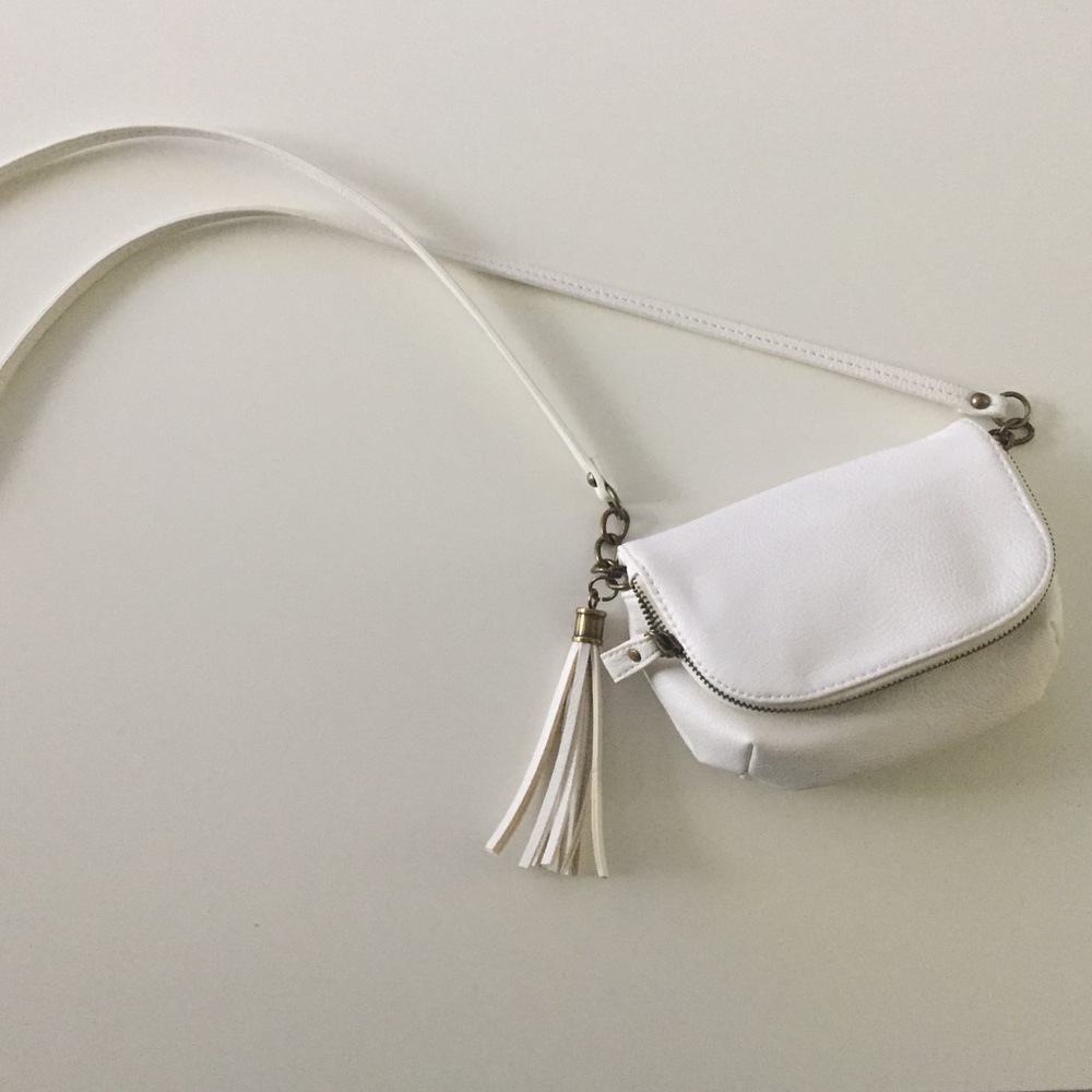 NWT Small White Faux Leather Crossbody Bag