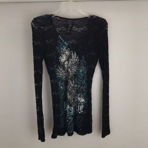 Angels and diamond lace and sequin Buckle shirt