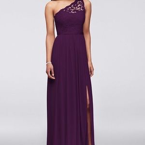 David's Bridal Plum Bridesmaid Dress