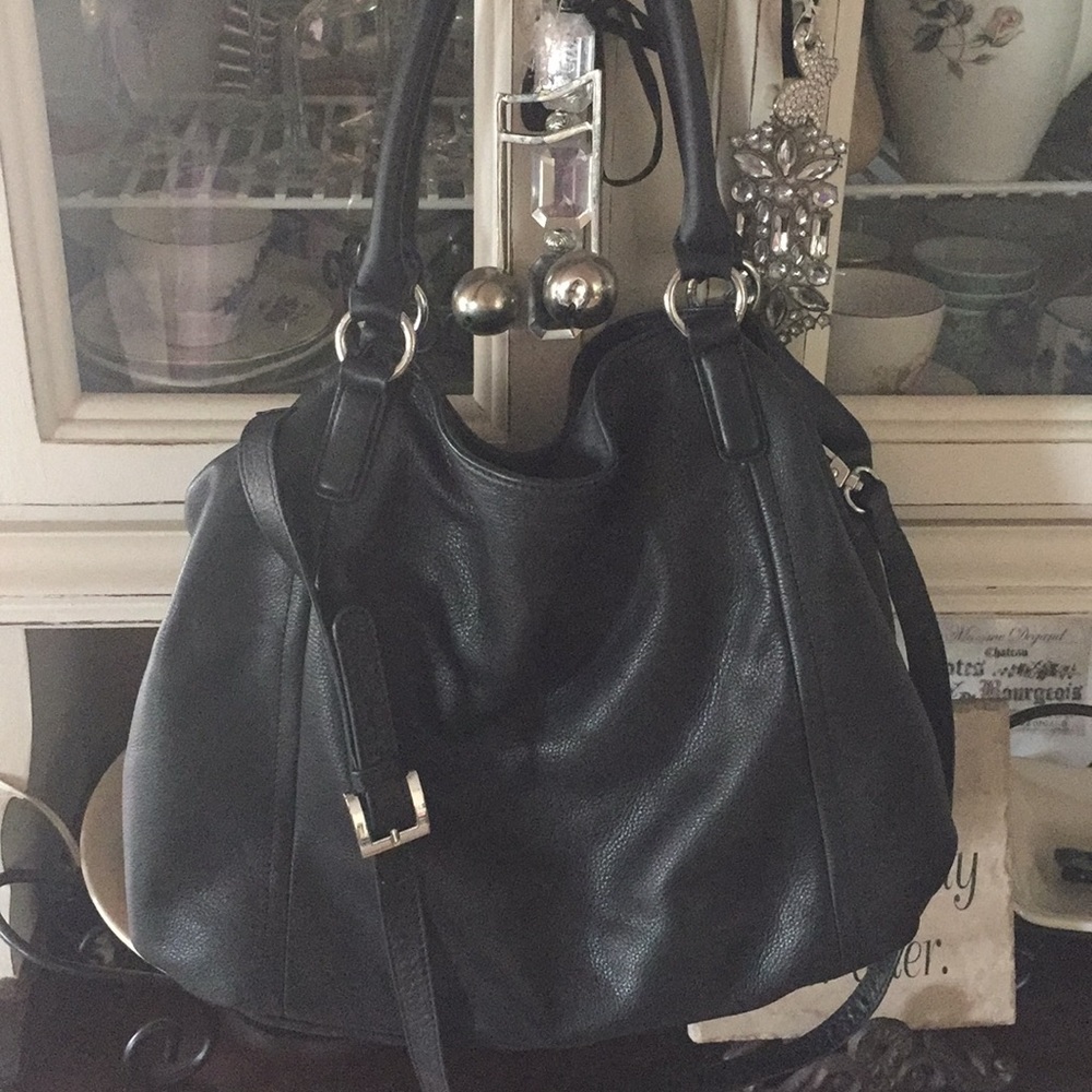 Black leather bag