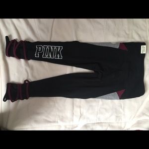 PINK strappy Capri leggings size M with pocket