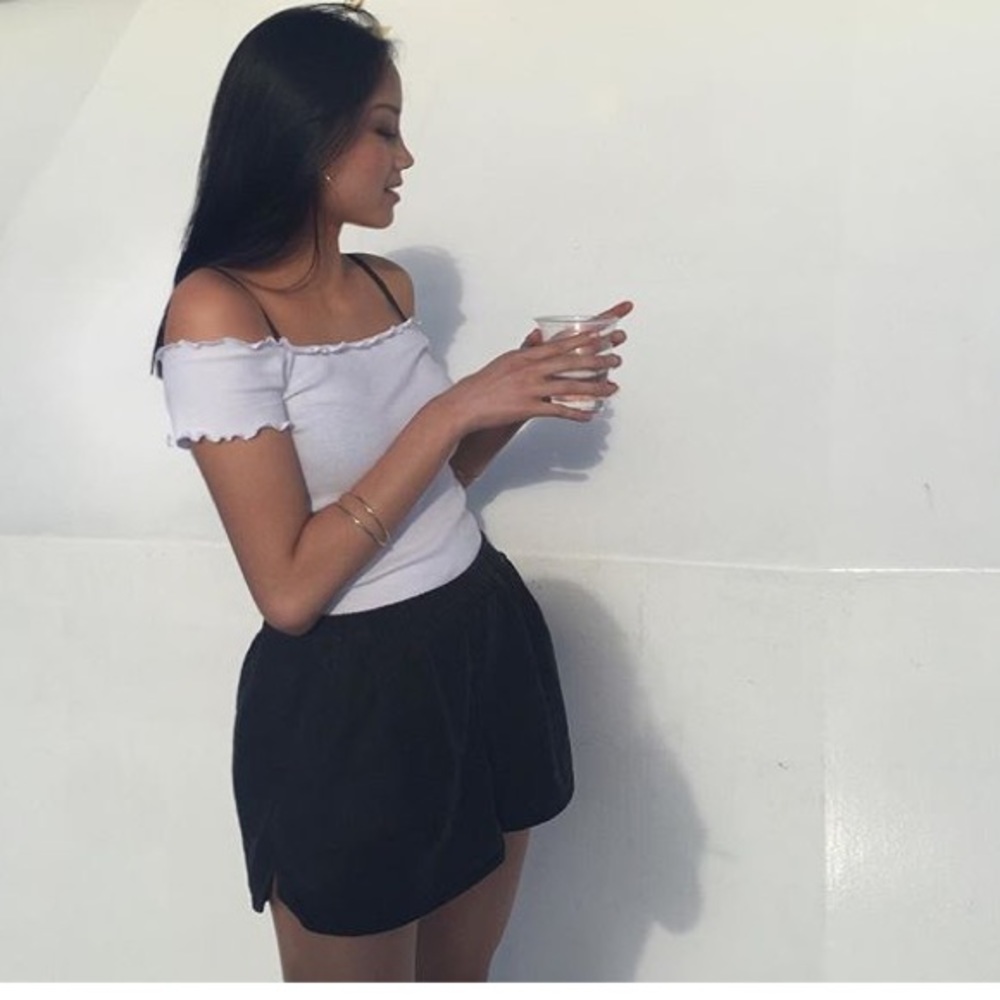brandy melville white off shoulder top
