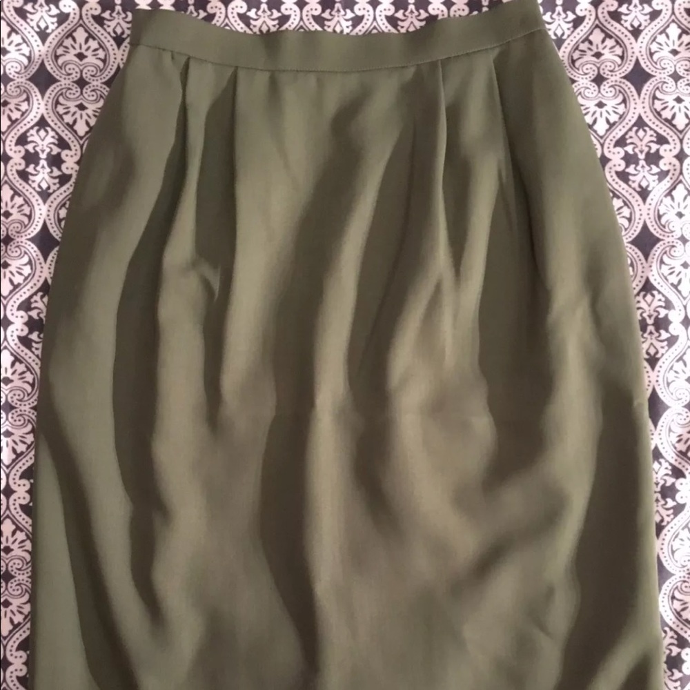 Vintage Nina Ricci Skirt, Olive Green, Size 11