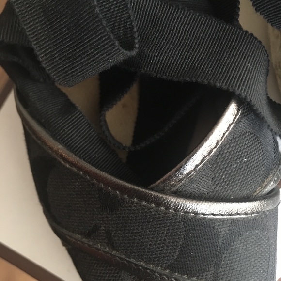 Coach Women’s Ankle Tie High Heel Wedge Platform - Picture 3 of 4