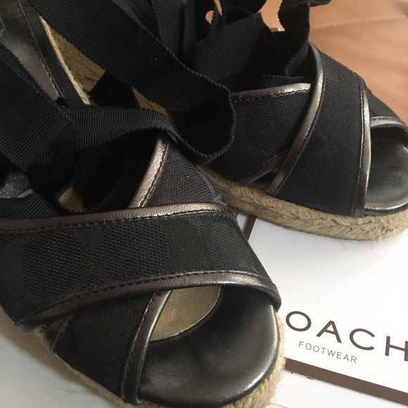 Coach Women’s Ankle Tie High Heel Wedge Platform - Picture 4 of 4