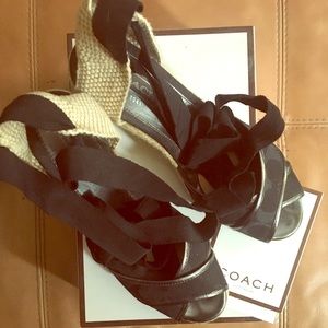 Coach Women’s Ankle Tie High Heel Wedge Platform