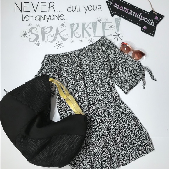 Love Ady Dresses & Skirts - Love Ady Black White Print Off Shoulder Romper