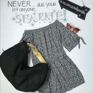 Love Ady Black White Print Off Shoulder Romper