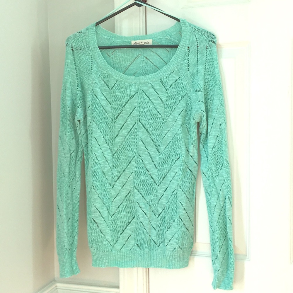 Mint green sweater from Olive & Oak