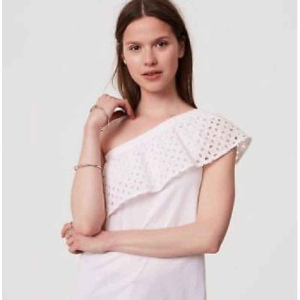 One shoulder eyelet top