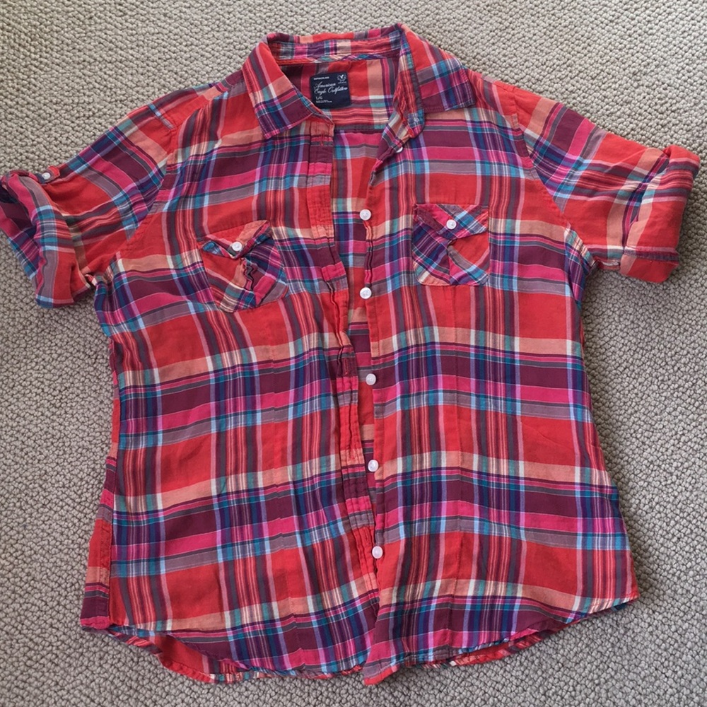 Size large AE flannel great condition 3/4 sleeves~
