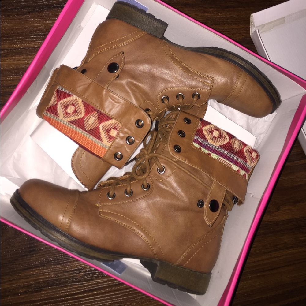 Cognac Combat Boots