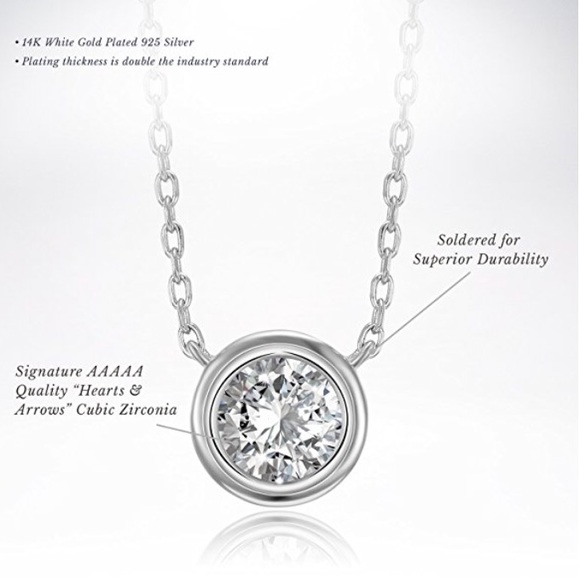 Sterling Solitaire Necklace in 3 Colors w Review! - Picture 4 of 10