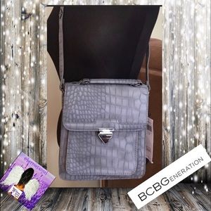 BCBGENERATION Embossed Charcoal Flap Crossbody
