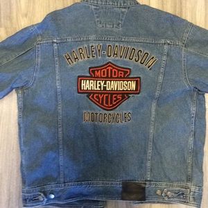 Harley Davidson Denim Trucker Jacket, Large, Used