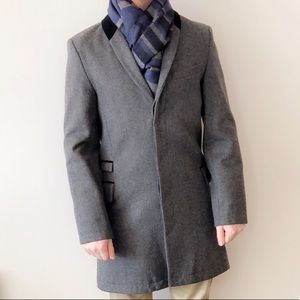 Topman wool coat with velvet lapel