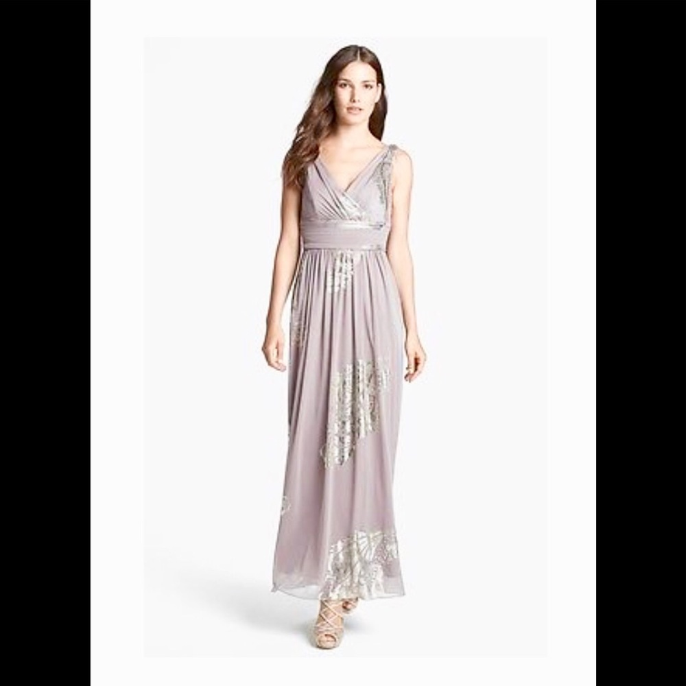 Patra Foil Print Chiffon Gown