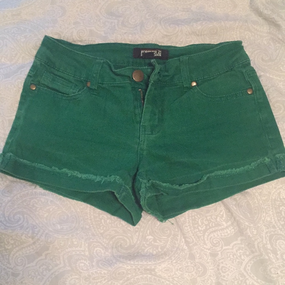 Green Denim Shorts