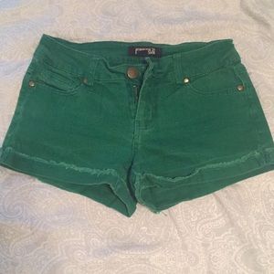 Green Denim Shorts